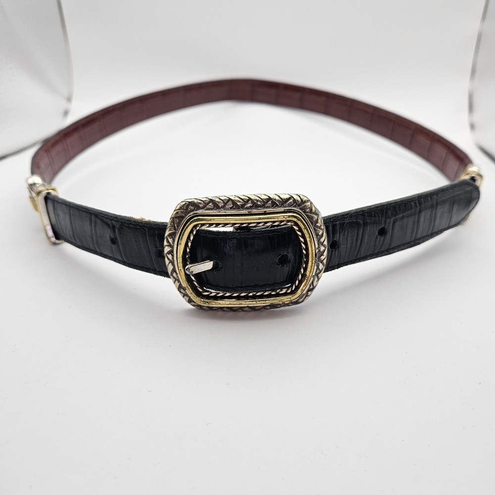 Brighton Vintage Reversible Belt Black Brown Croc Embossed Leather Size XL 36